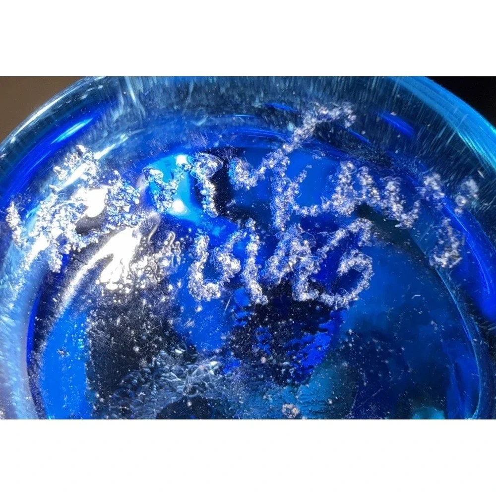 Vintage Signed Cobalt Blue Glass Bird Bluebird of Happiness 1993